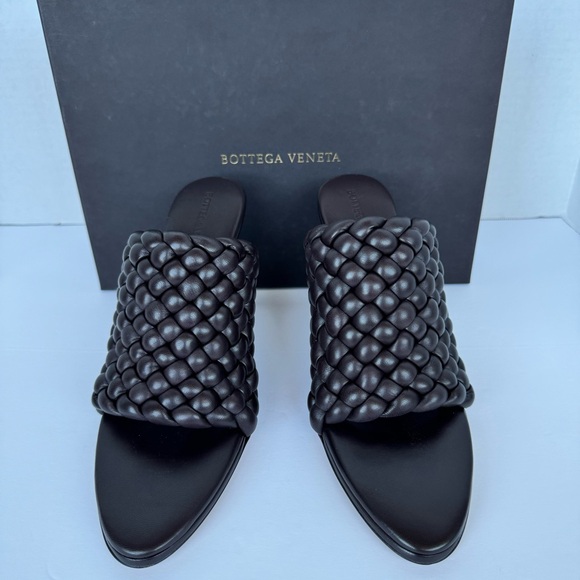 Bottega Veneta Brown Intrecciato Curve Heeled Sandals NWT - Picture 3 of 13